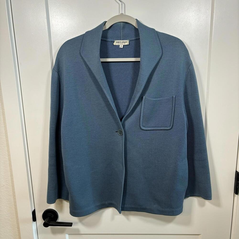 Giorgio Armani Sweater Womens 4 Wool Button Up Collared Le Collezioni Knitwear